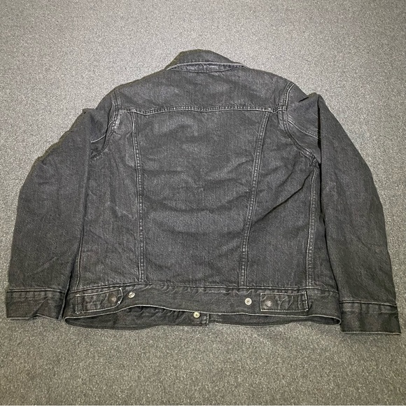 Levi's Men's Sherpa Fleece Lined TruckerJacket Black Charcoal Snap Buttons Sz S - Picture 8 of 9